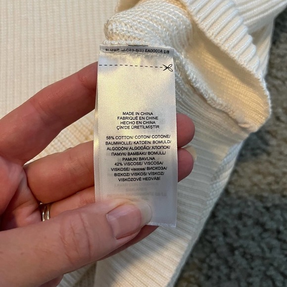 Lauren Ralph Lauren ivory knit lace up sweater women’s medium - Picture 9 of 10